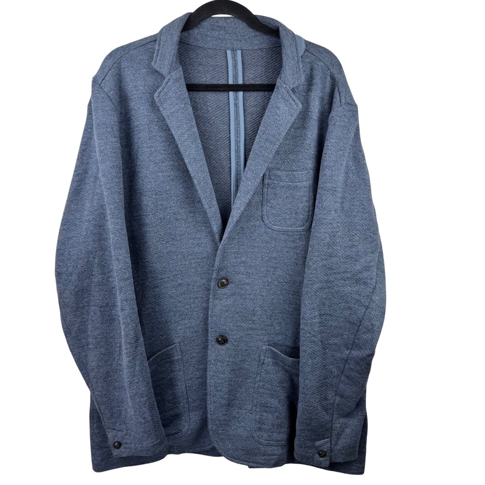 Faherty Knit Blazer Sweater Mens XL Blue Cotton Blend Casual Sport Coat Jacket